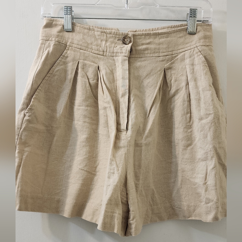 Women's Tan Linen Shorts
